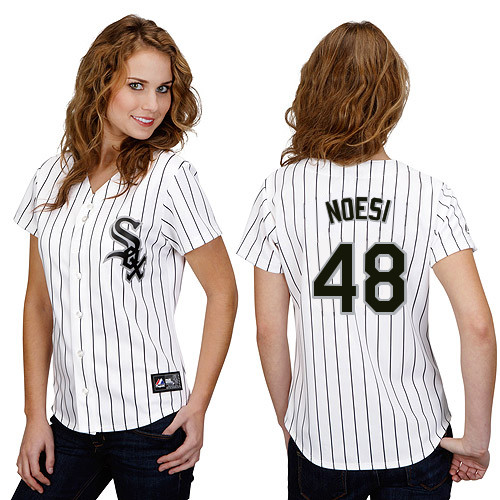 Hector Noesi #48 mlb Jersey-Chicago White Sox Women's Authentic Home White Cool Base Baseball Jersey